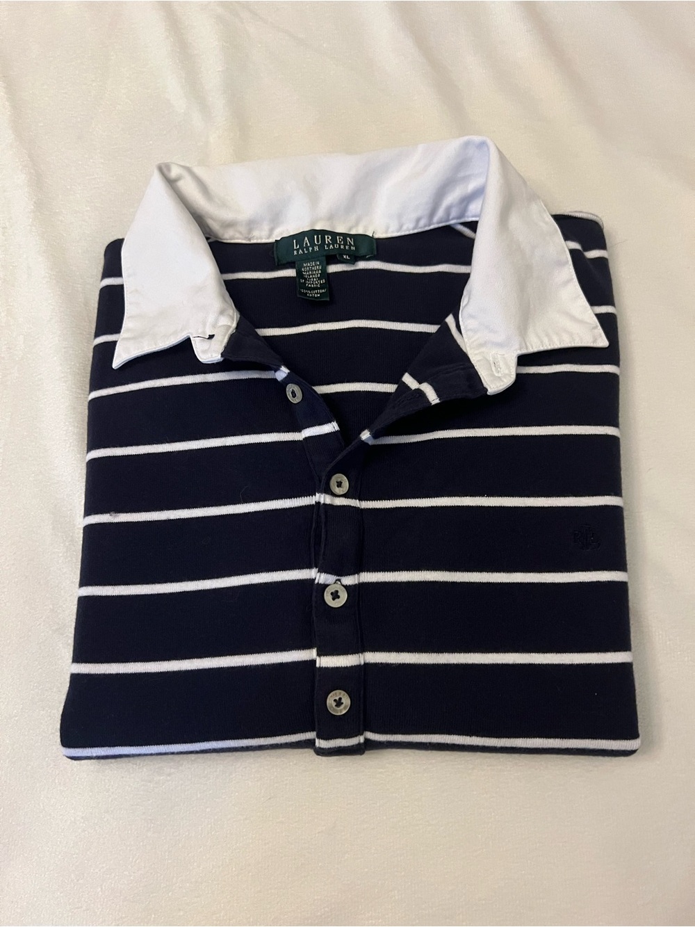 Lauren Ralph Lauren Navy & White Striped Rugby Shirt